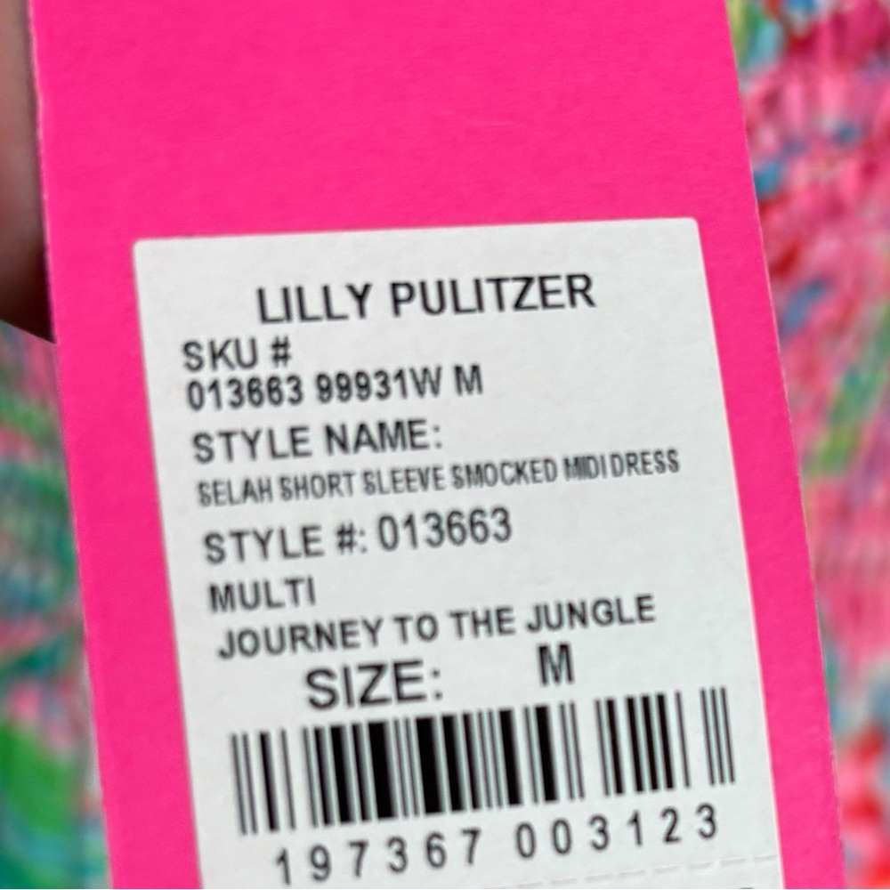 NEW Lilly Pulitzer Smocked Midi Dress Journey to the Jungle - Picture 11 of 12